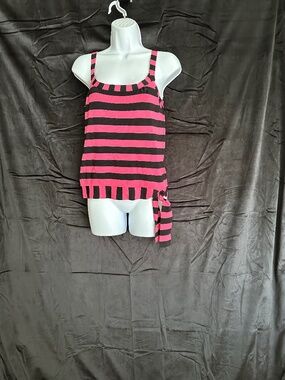 Vintage Cable & Guage, pink & black stripe top, size M,